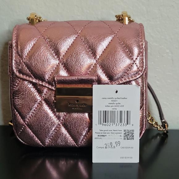 Kate Spade  Carey Metallic Quilted Micro Flap Crossbody bag - Picture 2 of 10
